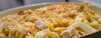 Creamy Smoked Chicken, fennel and Gruyère cheese pasta